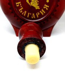 BULGARIAN Wooden Wine Bottle Decanter w/ Top & Stopper, 10-1/4&Prime; Tall