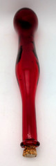 Hand Blown Red Tall Skinny Wavy Wine Bottle Cork Stopper Italy