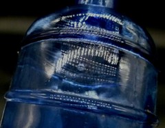 Cobalt Blue Mold Blown Glass Embossed Grapes Wine Bottle Antique / Vintage Heavy