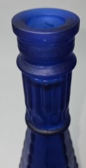 Vintage MCM Pair Morey Mallorca Frosted Cobalt Blue Glass Wine Bottles 11 1/2&Prime; T