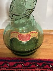 Vintage Italian SNAIL BOTTLE 3 liter Green Glass Wine 32” Tall Chanti Imports