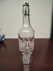 LE VIN Vintage French Wine Glass Bottle With Porcelain Stopper; ART NOUVEAU