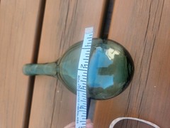 Hand Blown Green Glass Antique Tall Round Bottom Wine Liquor Bottle