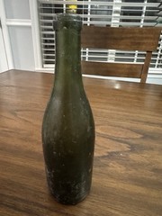 RARE 1840&rsquo;s Hand Blown Green Champagne Wine Bottle 10&Prime; x 2 3/4&Prime;