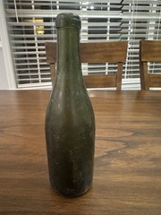 RARE 1840&rsquo;s Hand Blown Green Champagne Wine Bottle 10&Prime; x 2 3/4&Prime;