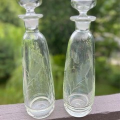 Vintage Glass Wine/Liquor Bottles (pair)