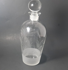 Vintage Etched Crystal Glass Bottle Wine Decamter