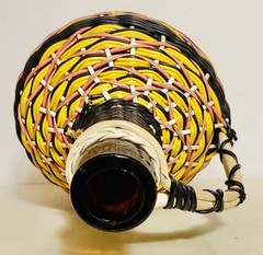 V Levante- Viresa Wine Bottle With Woven Scoubidou Wicker 11” Tall