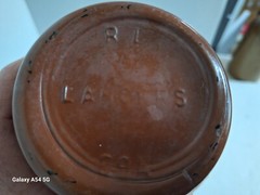 Vintage Stoneware Beer Bottle & Lancers Portugal Wine Bottle Painted Glass