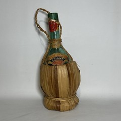 1962 Vintage Del Gamba Chianti Vino Wine Bottle WICKER Rattan Wrap Italy 11×5”