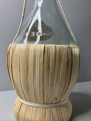 Empty Glass Table Wine Bottle Outside Torch 1.5 L Rattan Wrapped Wick Italy