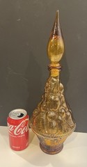 Vintage 16&Prime; MCM 1960s Italy Rossini Empoli Amber Fruit Genie Decanter Bottle 5
