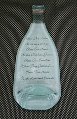 Flat Green Glass Wine Bottle With Quote / Prayer | Pressed / Melted | Wall Art