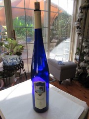 RARE Large 19&Prime; Vintage 2014 Johann Riesling Germany Empty Cobalt Blue Bottle