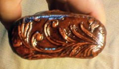 Vintage Spanish Leather Covered Liquor Bottle Flask Spain Embossed Man&rsquo;s Head