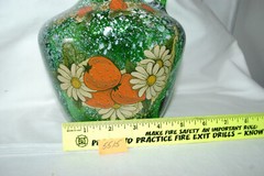 Hand Painted strawberries floral Half Gallon Glass Jug Wine Bottle Folk Art