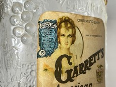 Vintage Embossed Bottle Garrett&rsquo;s American Wine Eagle, Grape, Berries 10&Prime; 4/5 QT