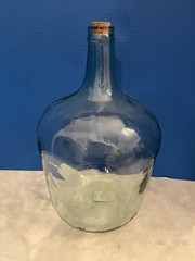 Vintage 16&Prime; Clear Green Glass Carboy Demijohn Bottle Wine Cider Jug with Cork