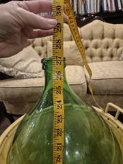 Emerald Green Glass Large Demijohn Wine Bottle in Plastic Basket Carboy EUC