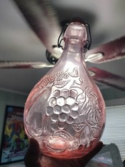 Vintage 10&Prime; Italian Jus De Fruits Pink Glass Bottle Casadis Milano wine juice