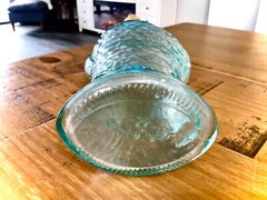 VINTAGE BLUE GREEN FISH ITALIAN GLASS BOTTLE WINE BOTTLE DECANTER w/ STOPPER 14&Prime;