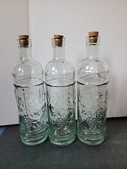 Lot of 3 Glass Grape Vine Wine Bottles Made in Spain 1 Liter Good Condition