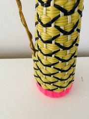 MCM Viresa Plastic Scoubidou Woven Wicker Demijohn Wine Bottle with Handle