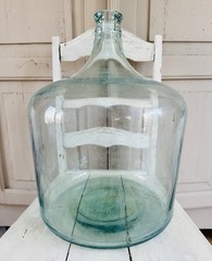 Vintage Carboy 5 Gallon Wine Bottle Jug DemiJohn Antique Blue Green Glass Unique
