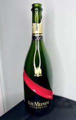 G.H. Mumm Empty Champagne Bottle 12” Green Red Gold Classic Home Man Cave Decor