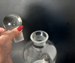Vintage Etched Crystal Glass Bottle Wine Decamter