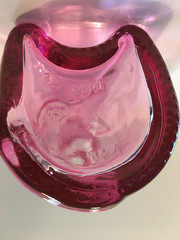 Pink Glass Cat Shaped Wine Bottle Empty 2006