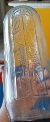 Vintage Clear Pressed Glass with Grapes 1/2 Gallon Wine Bottle with Lid