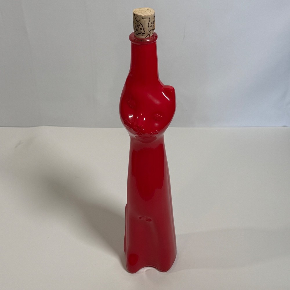 Fire RED Happy Cat Rheinhessen. Riesling Qualitätswein Wine Bottle EMPTY