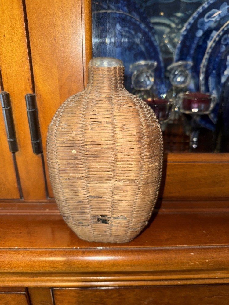 Vintage Wicker Bottle 1800s