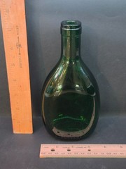 Vintage J.M Da Fonesca Portuguese Emerald Green Glass Wine Flask Bottle