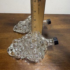 2 Vintage Clear Glass Grapes Cluster Shaped Wine Bottle Decanter Stamped Turkey