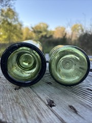 Vintage Olive Green Wine Bottle Pair