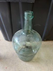 Antique Aqua Glass Demijohn Bottle Large Wine Whiskey Cider Jug 12” Tall