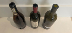 Set of 3 red wine empty bottles: Gaja Barbaresco, Variazioni Ornellaia, Ricasoli