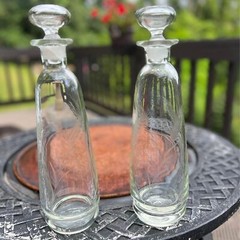 Vintage Glass Wine/Liquor Bottles (pair)