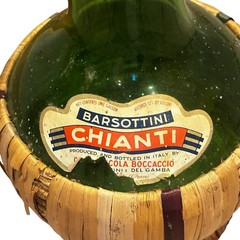Vtg Italian Green Glass 45.5” Tall Chianti Wine Bottle Decanter MCM W/ Stickers