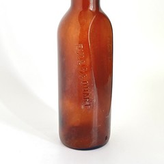 Vintage Brown Wine Bottle With Flat Side Full 4/5 Quart 11.5”