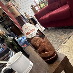 Affentaler Baden Spätburgunder Rotwein Brown Wine Bottle Monkey Relief Design
