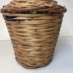 Vtg Wicker Wrapped Demijohn De Muller Spain Green Glass Wine Bottle 13” h x 9” w