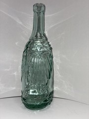 Vintage Green Clear Glass Wine Bottle 11 1/2”