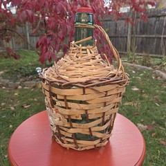 Vintage Sangria Wine Demijohn Jug Wrapped in Wicker Rattan Straw 1 Gallon Spain