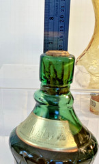 Vintage Rare Chianti Wine Bottle Decanter Lantern Oil Lamp Amber Green Glass 15&Prime;