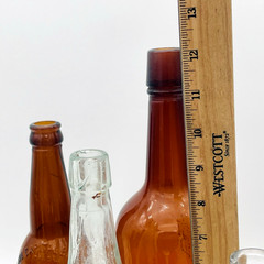 Lot of 13 Atq Vtg Colored Green Clear Amber Wine Beer Booze Bottles Decor