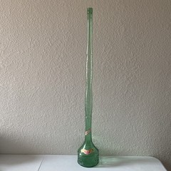 Vintage 44&Prime; Tall MCM Italy Green Glass Chianti Wine Bottle Decanter