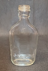 Vintage 2/5 Pint Wine Flask Bottle, Unmarked, 6.75&Prime; Clear, Screw Top